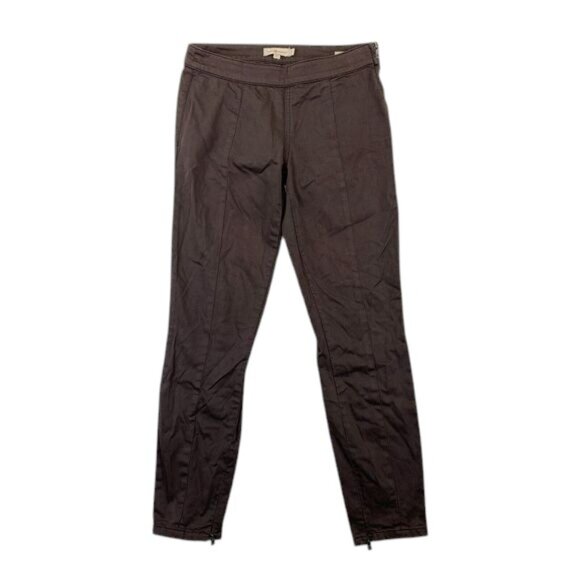 Tory Burch Leggings Women’s 27 Brown Cotton Blend Stretch Zip Ankle Logo Pants - Picture 1 of 15